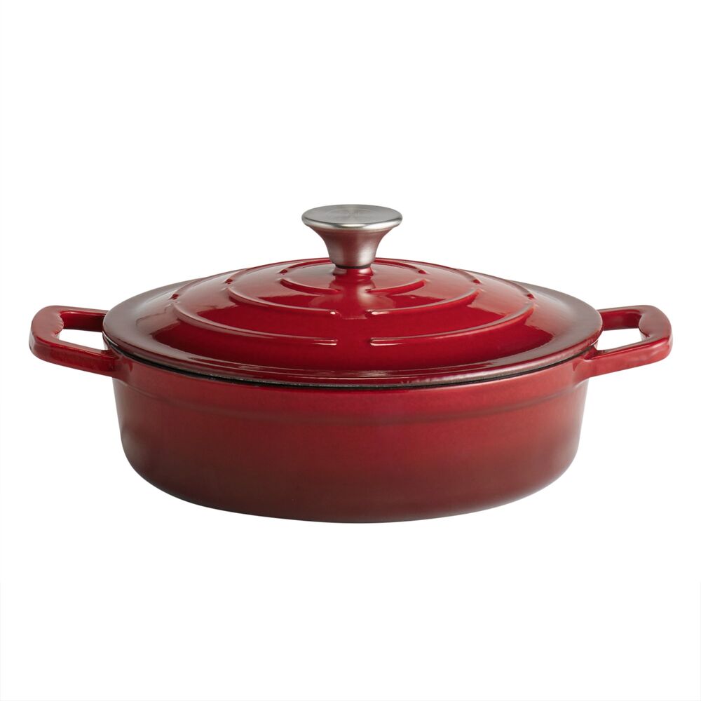 5 Stars Gryta Gjutjärn Emaljerad med Lock Röd 
Ø25cm 2,5L