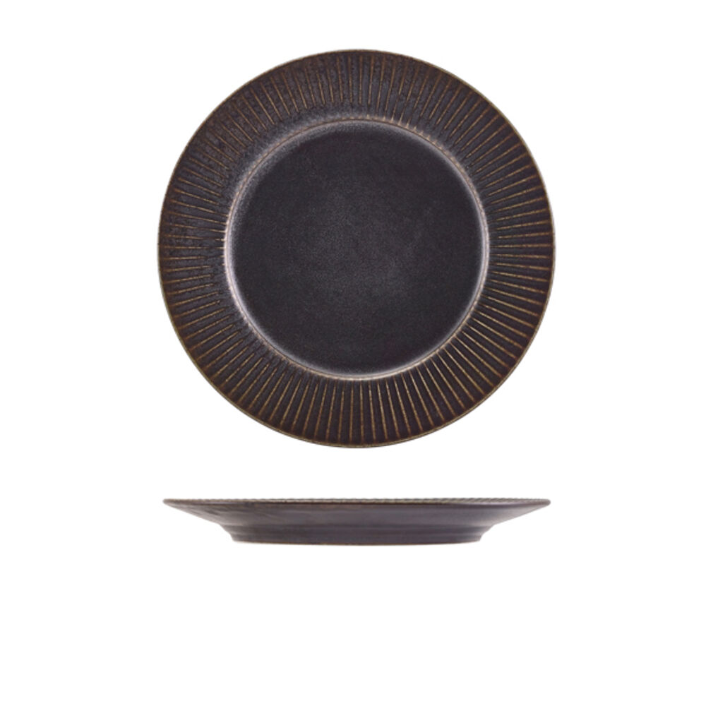 Terra Cinder Tallrik Flat med Bräm Svart Ø21cm